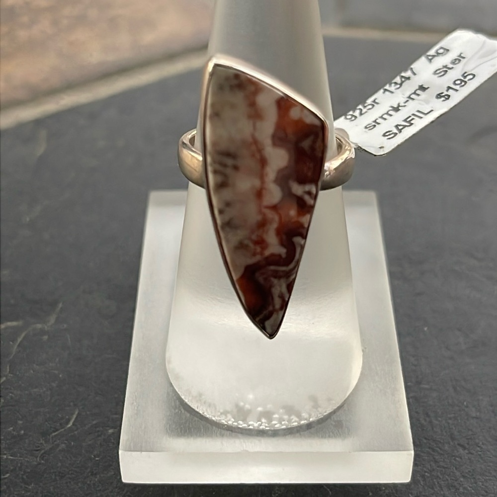 One of a kind Sterling Silver 925 Fire Agate Ring size 6